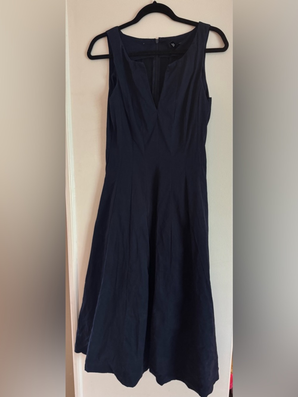 Aqua Navy V-Neck Midi Dress